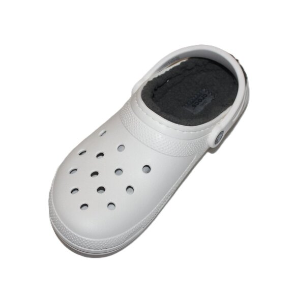CROCS CLASSIC UNISEX WHITE/GRAY LINED CLOGS